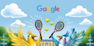 Google Doodle Today, Wheelchair Tennis Paralympics: The doodle shows two birds playing the sport in a wheelchair in a pristine Parisian garden.