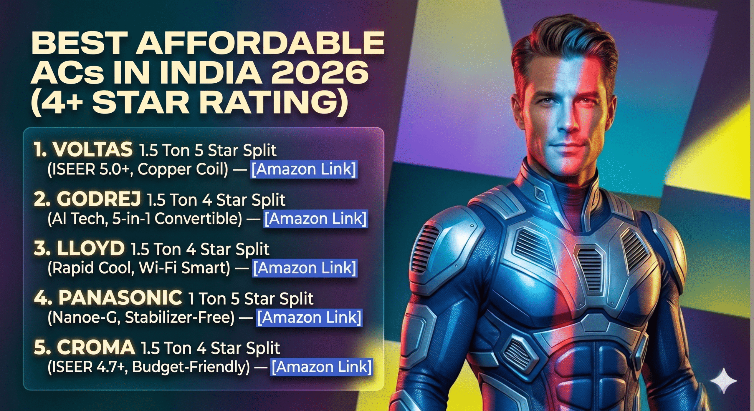 Best Affordable ACs in India 2026 (4+ Star Rating) – Top Budget Picks with Amazon Links