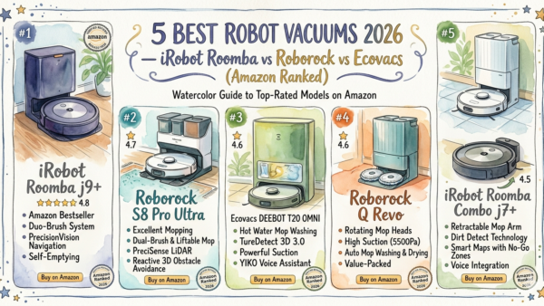 5 Best Robot Vacuums 2026 — iRobot Roomba vs Roborock vs Ecovacs (Amazon Ranked)